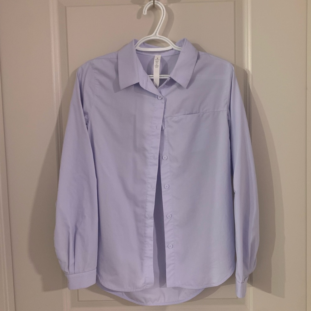 Lululemon Dress Shirt Womens 6 Full Day Ahead Button Up Blue
